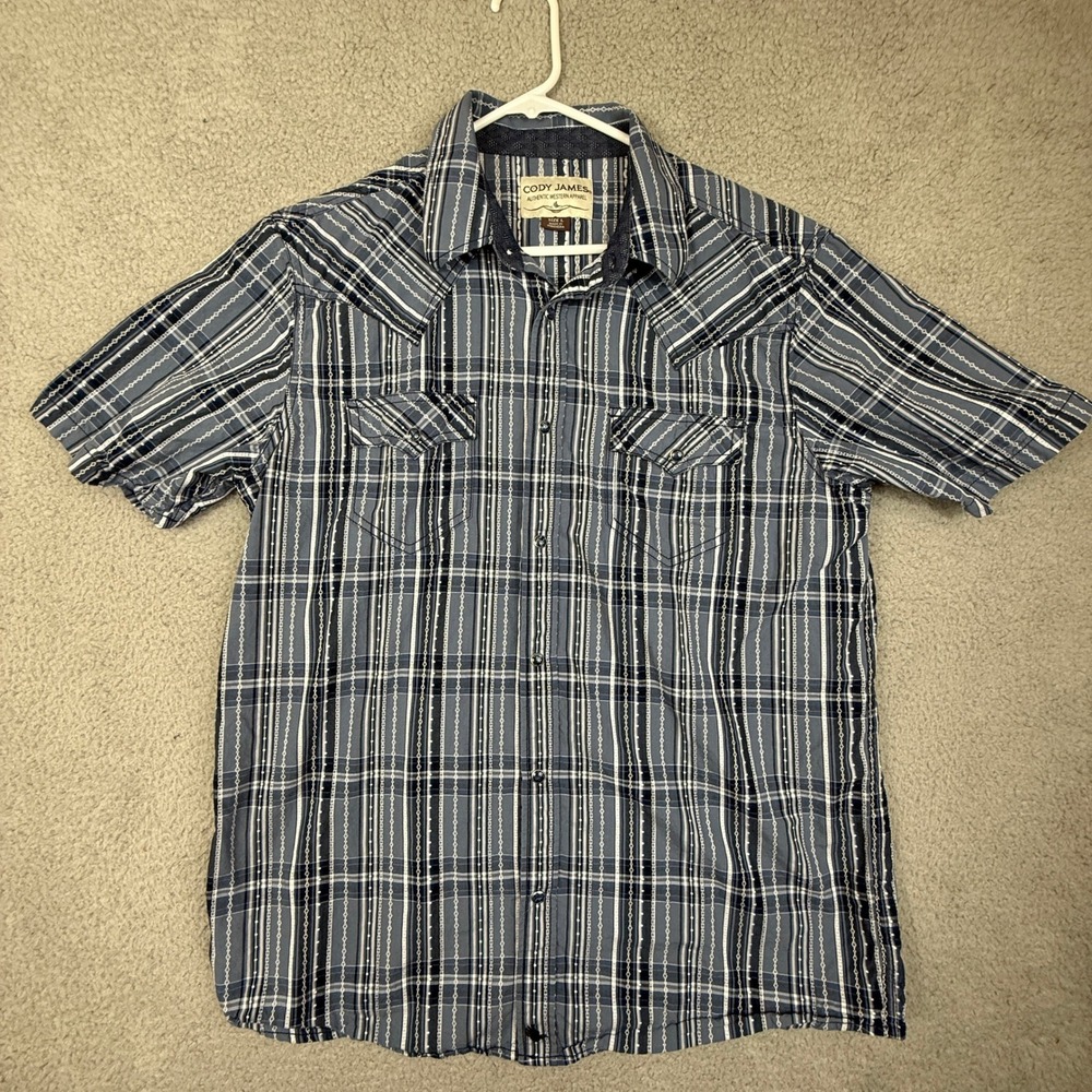 Cody James Authentic Western Apparel‎ Plaid Shirt Short Sleeve Mens L